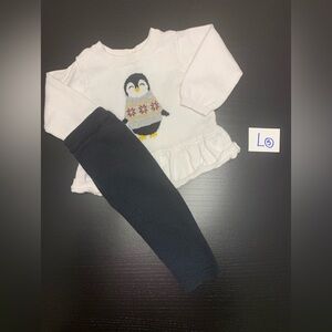 Carter’s 6m Outfit with Knit Style Leggings and White Sweater with Penguin